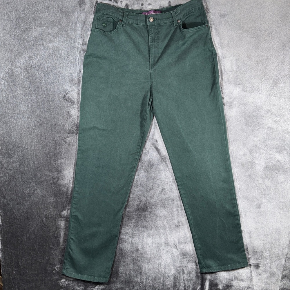 Gloria Vanderbilt Amanda Tapered Jeans Green High Rise Size 12 Average D42692AL